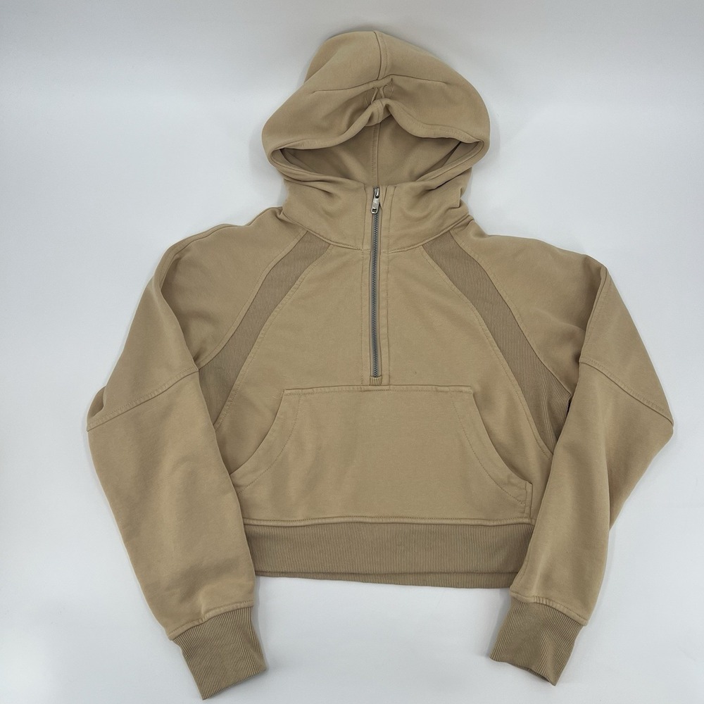 Lululemon Women's Scuba Oversized Half-Zip Hoodie Tan Pullover SIZE SMALL No Tag